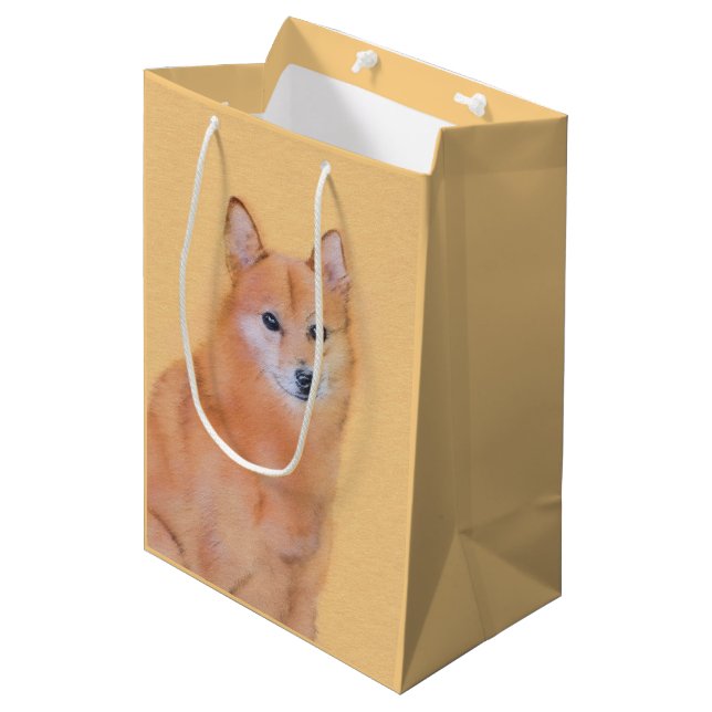 Finnish Spitz Painting - Cute Original Dog Art Medium Gift Bag (Front Angled)