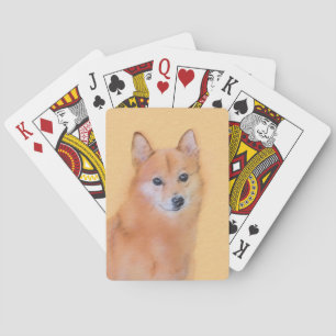 Finnish Spitz Painting - Cute Original Dog Art Playing Cards