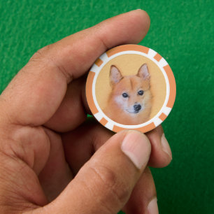 Finnish Spitz Painting - Cute Original Dog Art Poker Chips