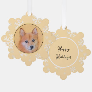 Finnish Spitz Painting - Cute Original Dog Art Tree Decoration Card