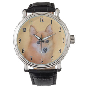 Finnish Spitz Painting - Cute Original Dog Art Watch