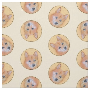 Finnish Spitz Painting Cute Original Pet Dog Art Fabric