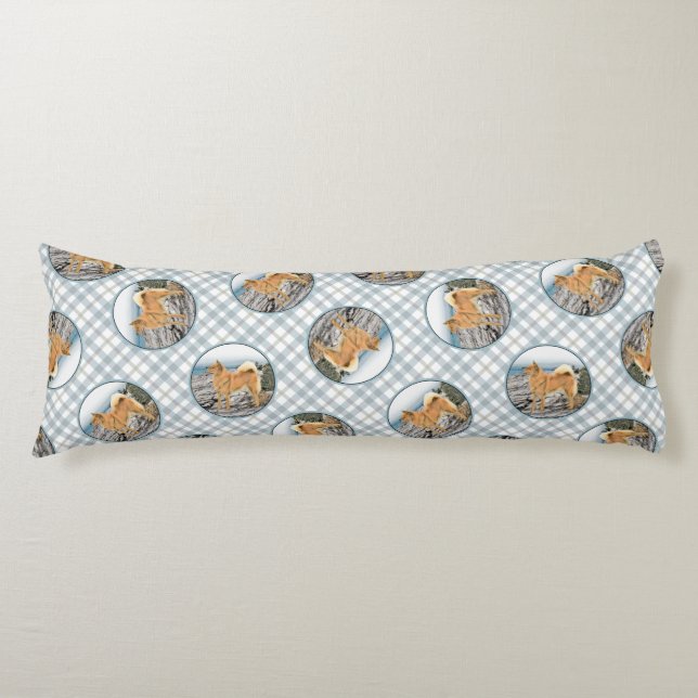 Finnish Spitz Seashore Painting Original Dog Art Body Cushion (Front)