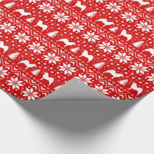 Finnish Spitz Silhouettes Dogs Christmas Holiday Wrapping Paper