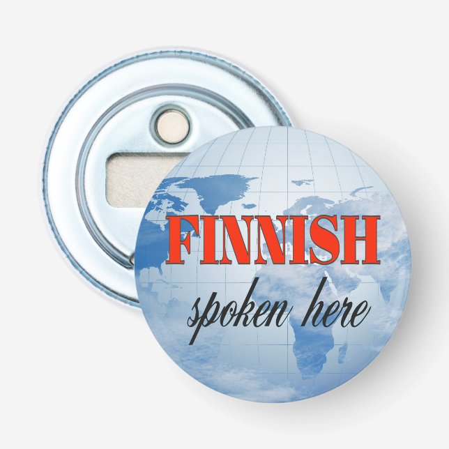 Finnish spoken here cloudy earth bottle opener (Front)