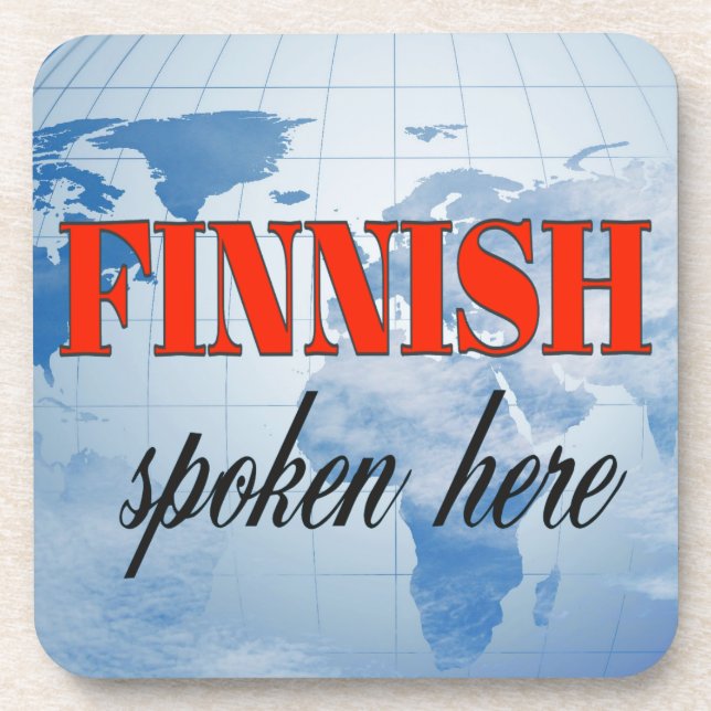 Finnish spoken here cloudy earth coaster (Front)