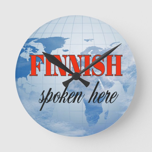 Finnish spoken here cloudy earth round clock (Front)