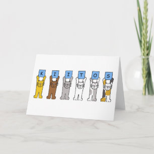 Finnish Thanks, Kiitos, Cartoon Cats. Thank You Card