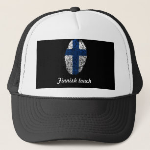 Finnish touch fingerprint flag trucker hat