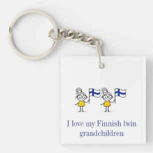 Finnish Twin Grandchildren Keychain