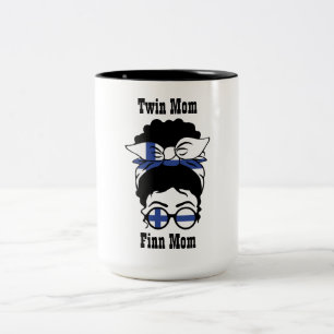Finnish Twin Mum with Messy Bun Two-Tone Coffee Mug