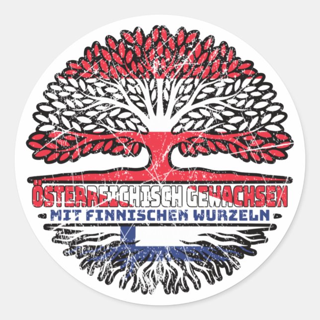 Finnland Finnisch Österreichisch Österreich Baum Classic Round Sticker (Front)