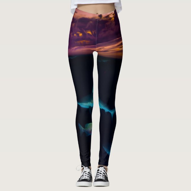 Fins Fin : Sunset Shark printed Leggings (Front)