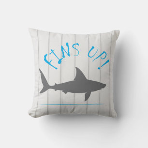 Fins Up Great White Shark Fun Striped Cushion