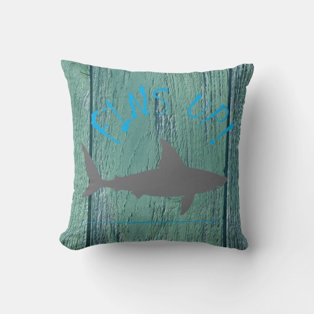 Fins Up Surf Shack Fun Great White Shark Cushion (Front)