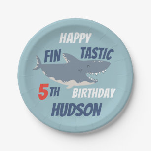 Fintastic Happy Shark Birthday Party, Any Age Paper Plate