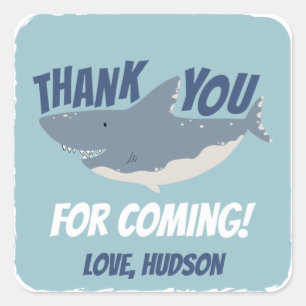 Fintastic Happy Shark Birthday Thank You Favour Square Sticker