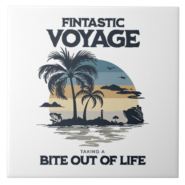Fintastic Voyage Taking a Bite Out of Life Ceramic Tile (Front)