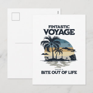 Fintastic Voyage Taking a Bite Out of Life Holiday Postcard