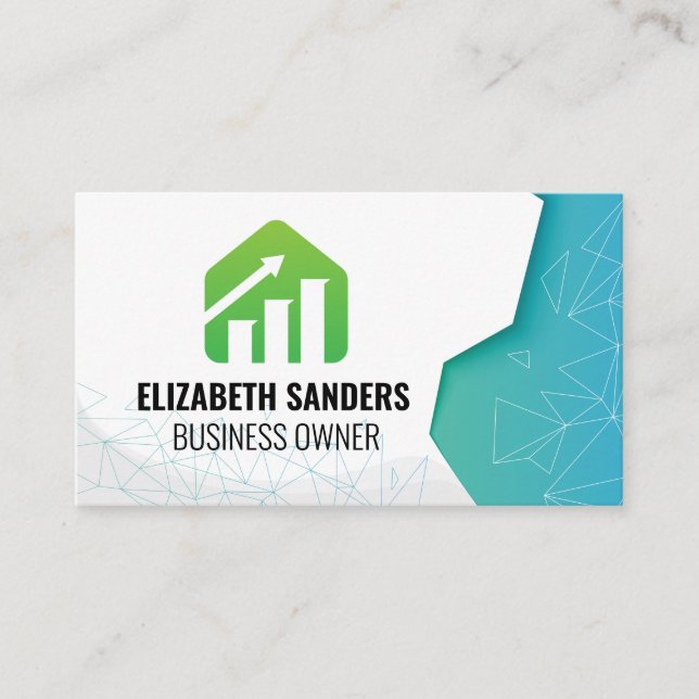 FinTech Bar Graph Logo | Geometric Patterns Business Card (Front)