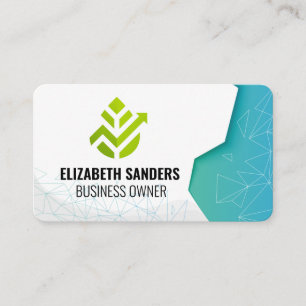 Fintech Green Geometric Patterns Business Card