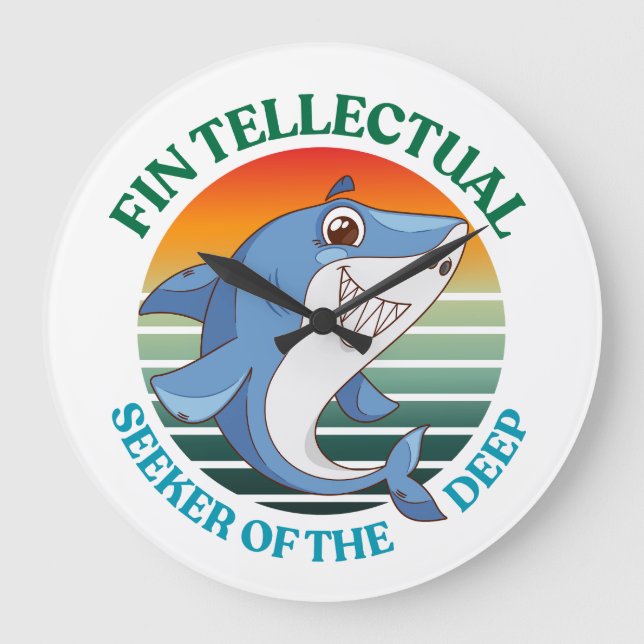 Fintellectual Shark Seeker of the Deep Dark Academ Large Clock (Front)