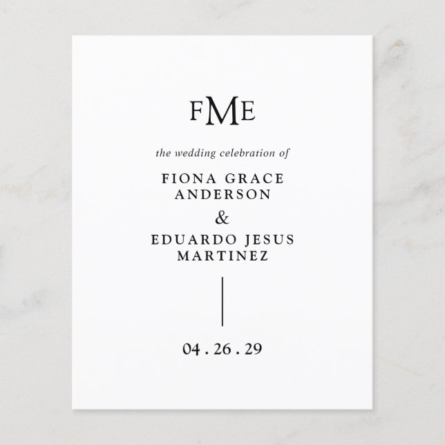 Fiona Black and White Bold Monogram Modern Wedding (Front)