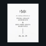 Fiona Black and White Bold Monogram Modern Wedding<br><div class="desc">Contemporary and modern wedding program featuring a simple and minimal design with your three initial monogram along with your names and wedding date in bold typography.  This minimalist black and white typographic design can be customised to any colour you choose in the design editing tool.</div>