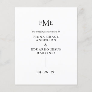 Fiona Black and White Bold Monogram Modern Wedding Flyer