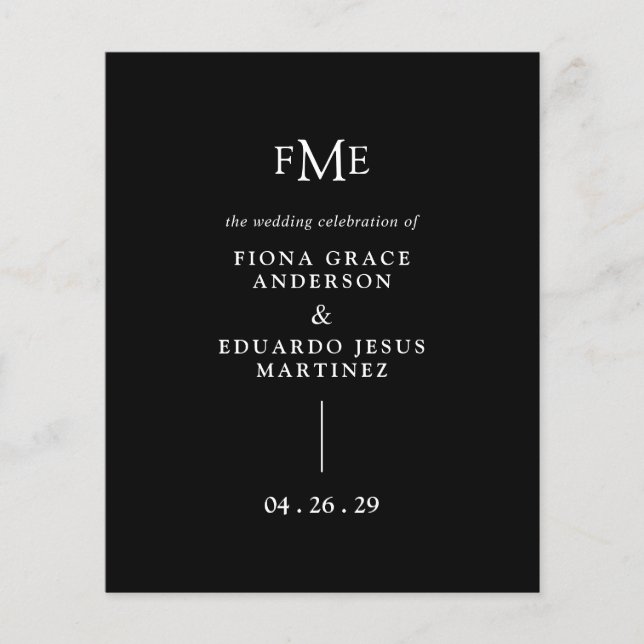 Fiona Black Bold Monogram Modern Wedding (Front)