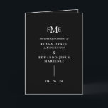 Fiona Black Bold Monogram Modern Wedding Program<br><div class="desc">Contemporary and modern folded wedding program featuring a simple and minimal design with your three initial monogram along with your names and wedding date in bold typography.  This minimalist black typographic design can be customised to any colour you choose in the design editing tool.</div>