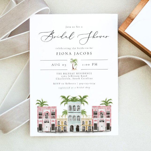 FIONA Charleston Rainbow Row Bridal Shower Invitation (Creator Uploaded)