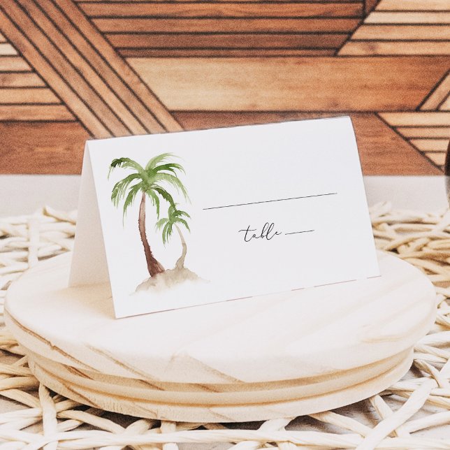FIONA Palm Tree Beach Tropical Place Card (Creator Uploaded)