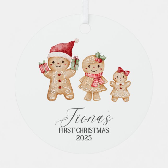 Fiona Personalized Baby's First Christmas Metal Tree Decoration (Front)