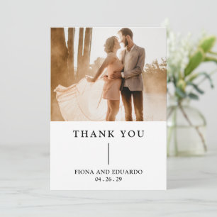 Fiona Photo Bold Monogram Modern Wedding Thank You Card