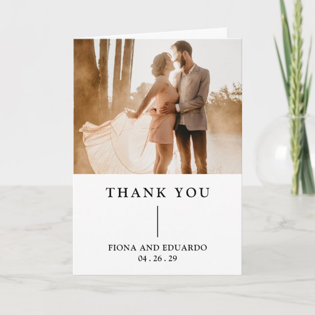 Fiona Photo Bold Monogram Modern Wedding Thank You Card (Front)