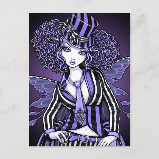 Fiona Purple Gothic Couture Fairy Postcard | Zazzle