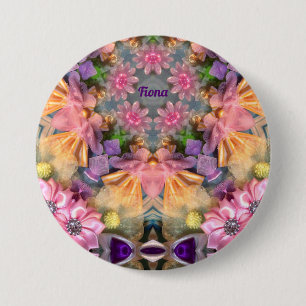 FIONA ~ Shades Yellow, Purple, Pink, Blue ~ 7.5 Cm Round Badge