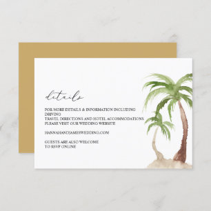 FIONA - Watercolor Palm Tree Details Enclosure Invitation