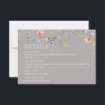 Fiona Wildflower In Bloom Floral Wedding Details  Advice Card<br><div class="desc">This template is part of the Fiona collection chraacterised by watercolor spring and summer wildflowers and floral modern high-class fonts that shape the trends of the present and future festive events. With countless customisation options,  this template is easily customisable to all events and easy to match with your colours.</div>
