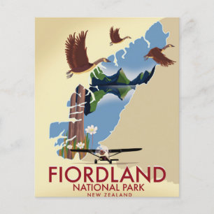 Fiordland National Park New Zealand travel poster