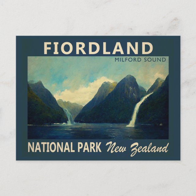 Fiordland National Park New Zealand Watercolor Postcard (Front)
