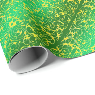 Fiore green and yellow wrapping paper