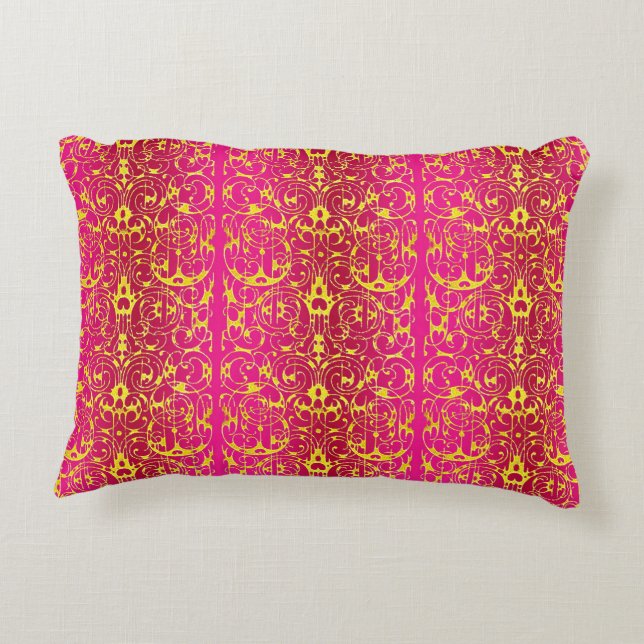 Fiore in Fuschia and Yellow Decorative Cushion (Back)