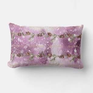 Fir Branches With Pine Cones On Snow Lumbar Cushion