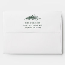Fir Christmas Card Envelope with Return Address