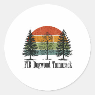 Fir Dogwood Tamarack Retro Vintage Tree National P Classic Round Sticker