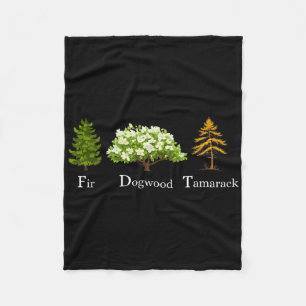 Fir Dogwood Tamarack Vintage Resist National Parks Fleece Blanket