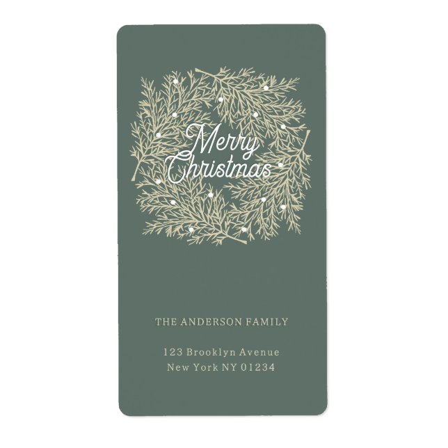 Fir leaves illustration green Christmas wreath (Front)