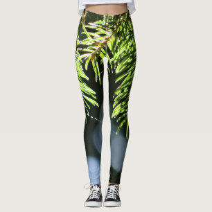 Fir pine needles with bokeh leggings